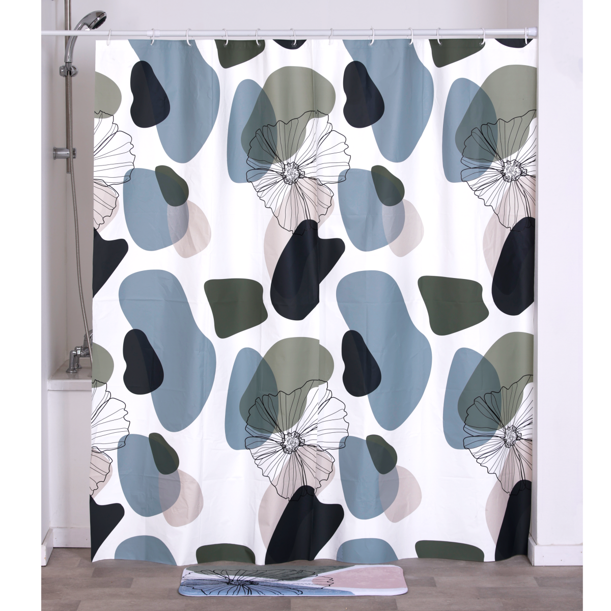Tendance zavjesa za kadu 180x180cm peva, flowers