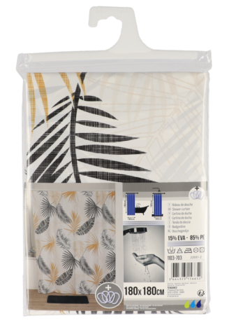 Tendance zavjesa za kadu + 12 bijelih kukica 180×180 cm, peva, exochic