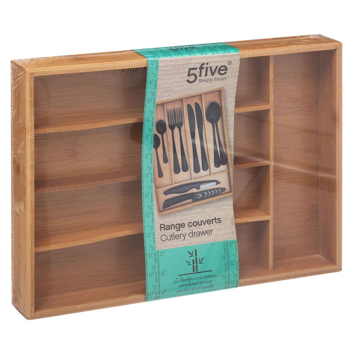 Five organizator za pribor za jelo 34x25x4.3cm bambus bambus - Image 3