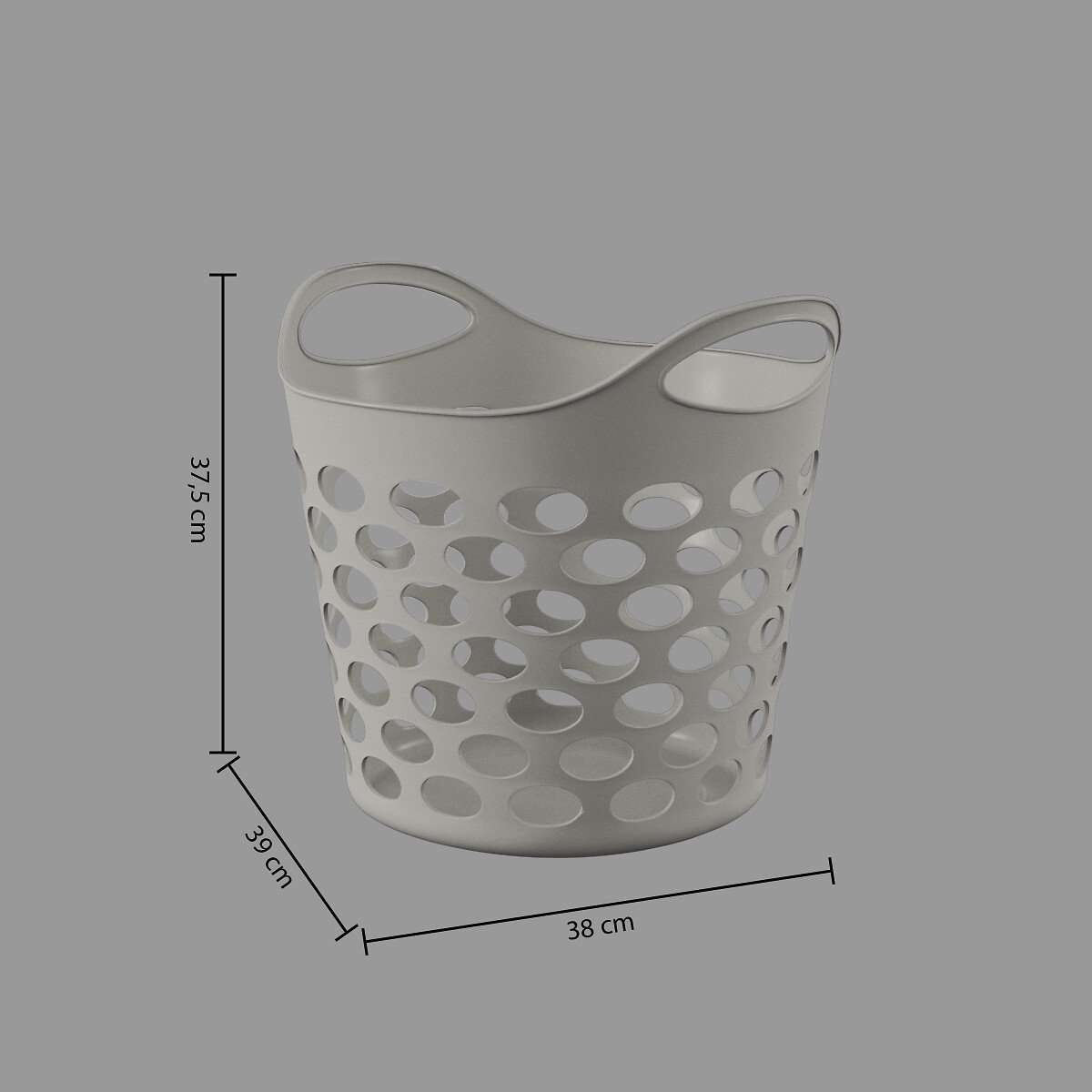 Five košara za rublje flexy 28l 39x38x37.5cm polipropilen siva - Image 3