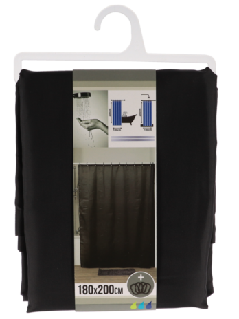 Tendance zavjesa za kadu + 12 pp kukica 180×200 cm poliester, crna