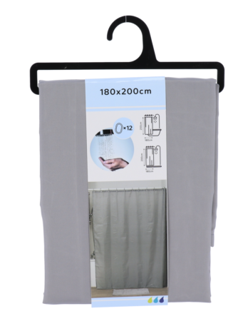 Tendance zavjesa za kadu + 12 pp kukica 180x200cm poliester, siva