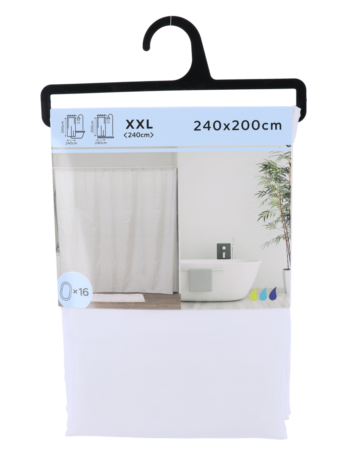 Tendance zavjesa za kadu + 16 pp kukica 240x200cm poliester, bijela