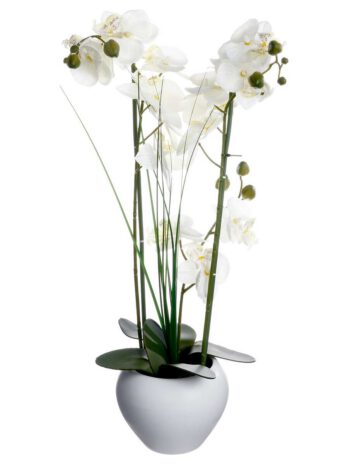 Atmosphera umjetno cvijeće u tegli orhideja 53cm cement/plastika bijela