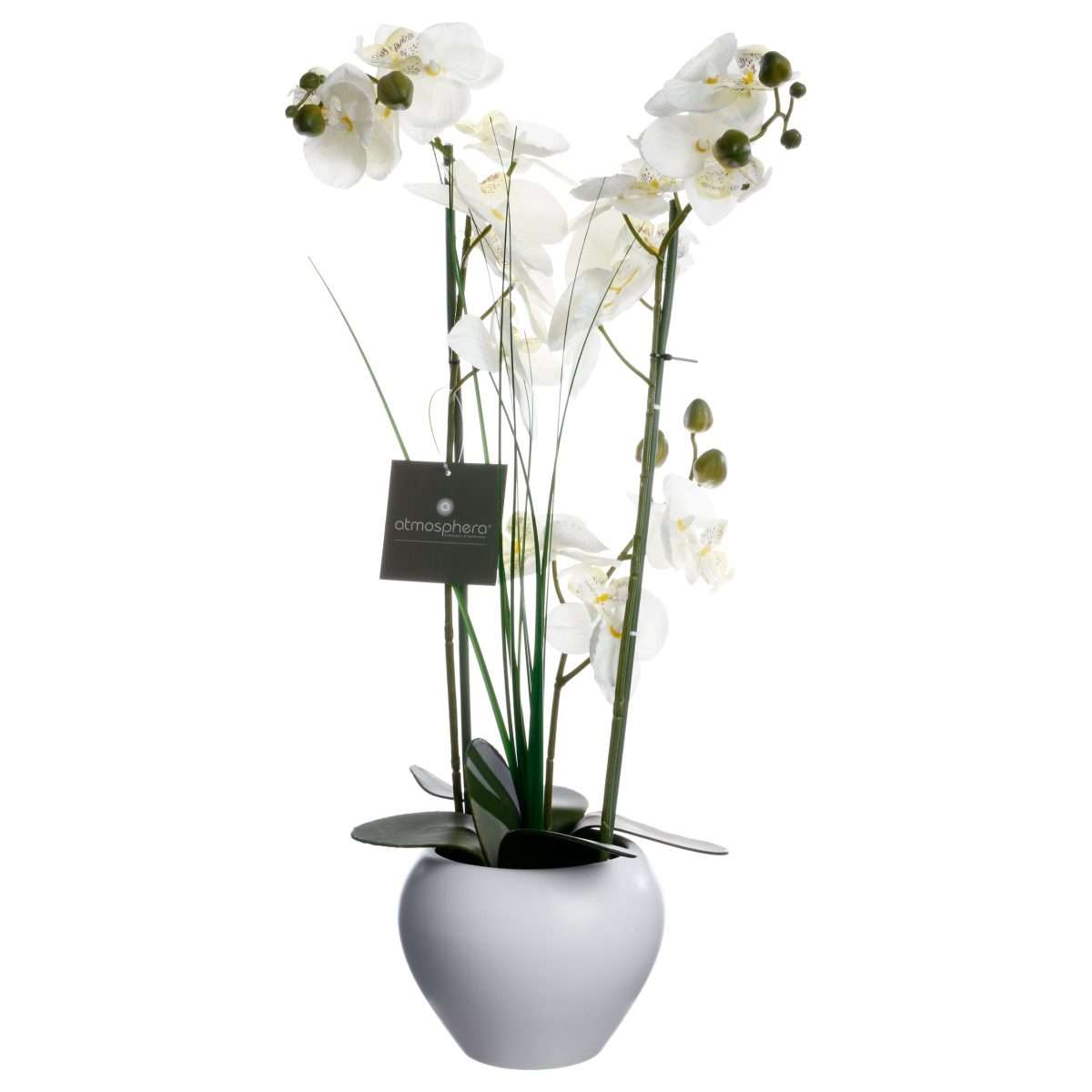 Atmosphera umjetno cvijeće u tegli orhideja 53cm cement/plastika bijela - Image 3