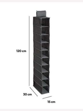 Five viseći organizator za obuću 10 otvora 15x120cm tamno sivi