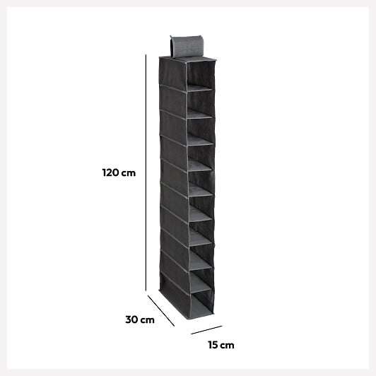 Five viseći organizator za obuću 10 otvora 15x120cm tamno sivi - Image 2