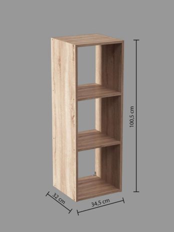 Five polica mix modul – 3 otvora 34.5x32x100.5cm iverica, natur