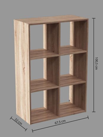 Five polica mix modul – 6 otvora 67.5x32x100.5cm iverica, natur