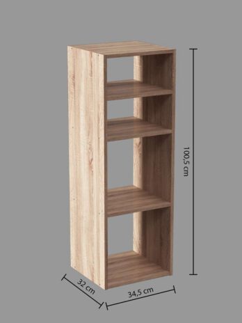 Five polica mix modul – 2 otvora + 2 police 34.5x32x100.5cm iverica, natur