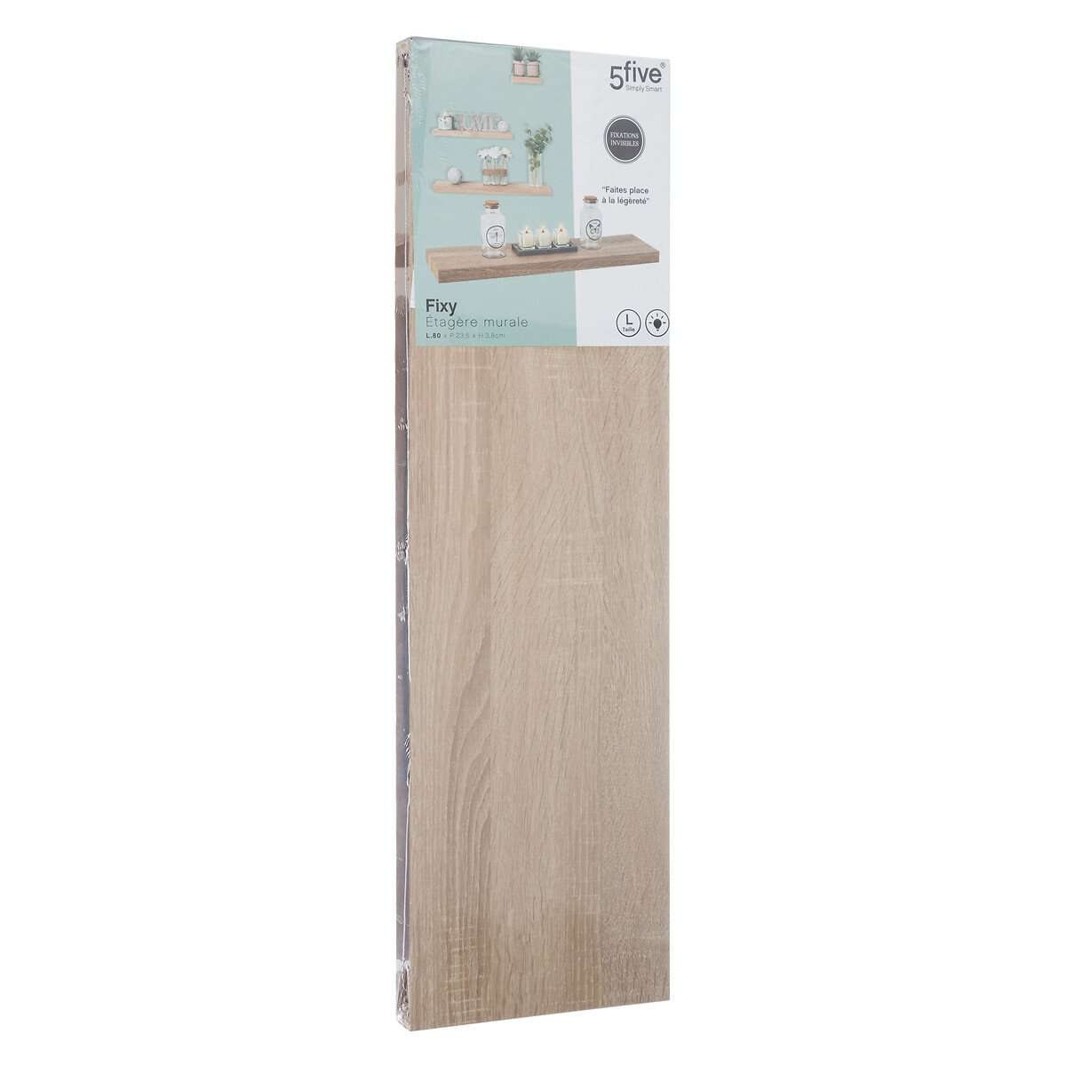 Five zidna polica fixy 80x23.5x3.8cm mdf, natur - Image 3