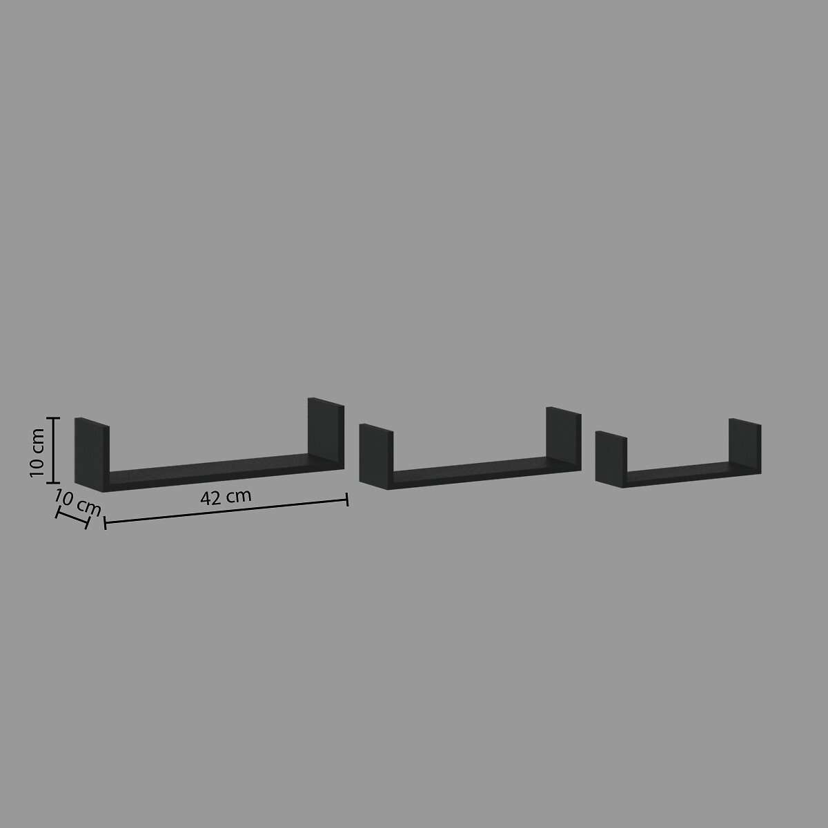 Five set polica fixy edge 3/1 mdf, crna - Image 2