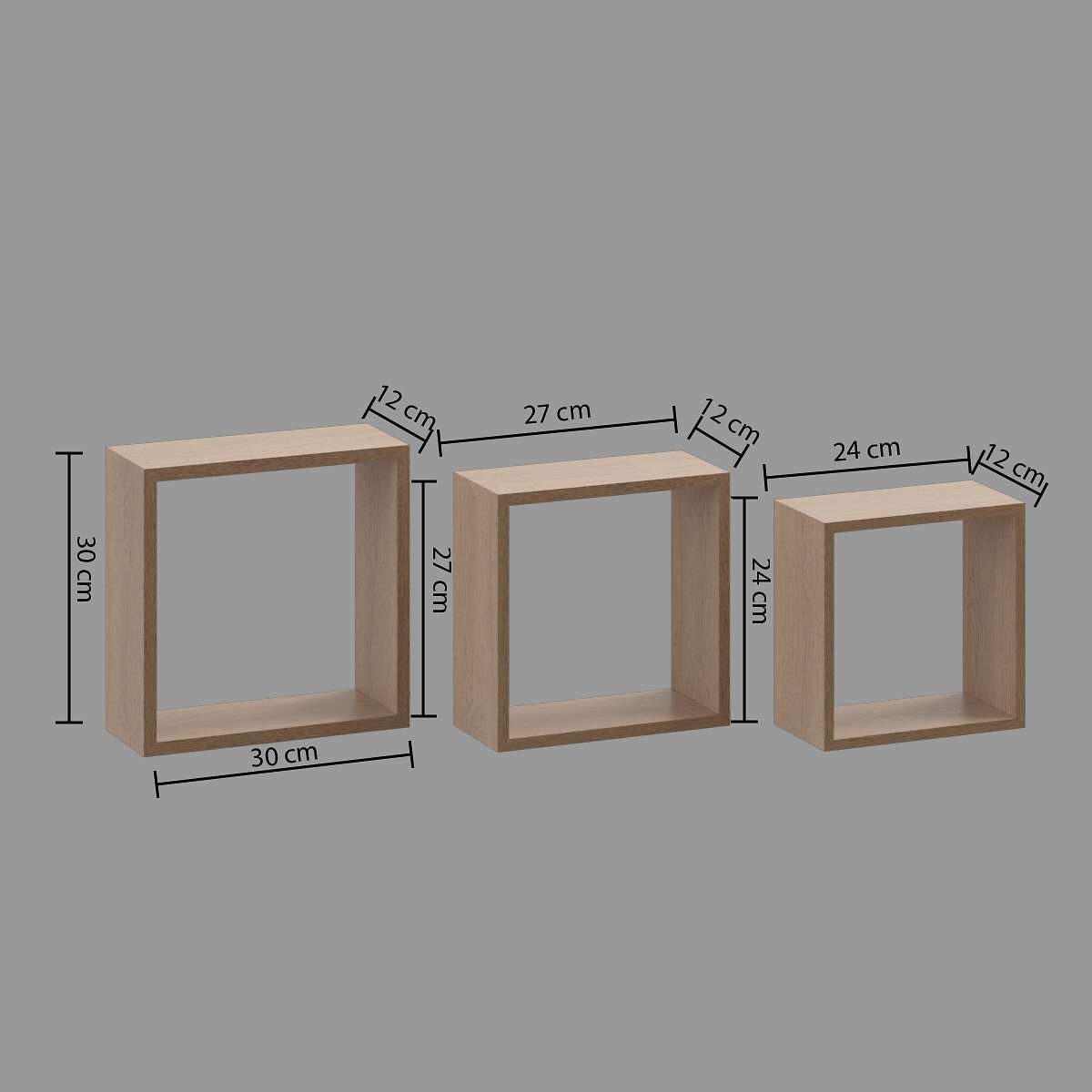 Five set polica fixy cube l 3/1 mdf, natur - Image 2