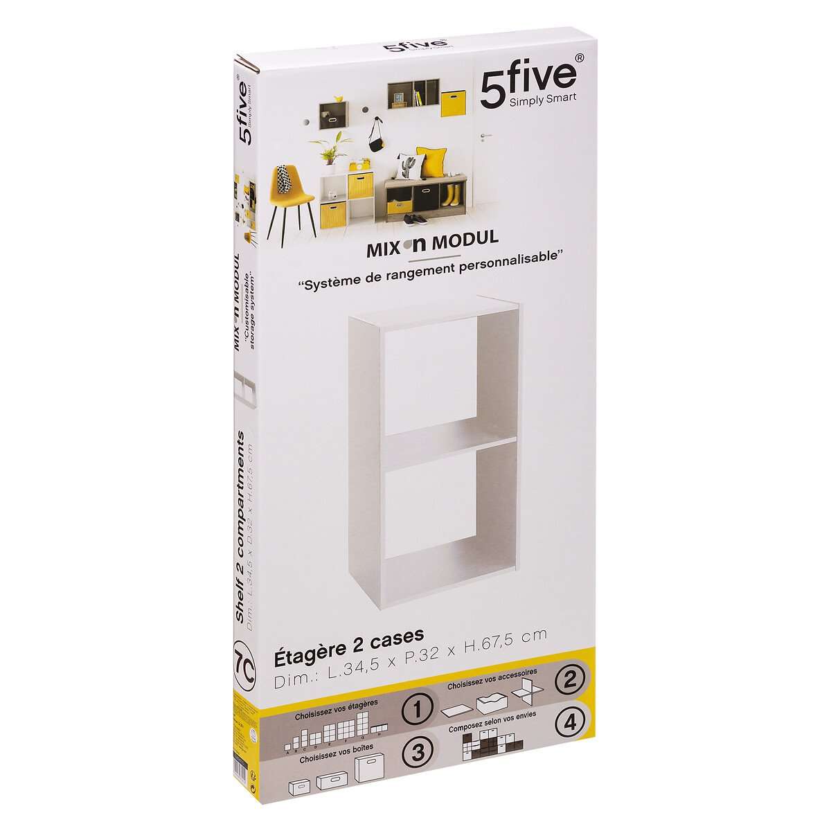 Five polica 2 otvora modul 34.5x32x67.6cm furnir bijela - Image 3