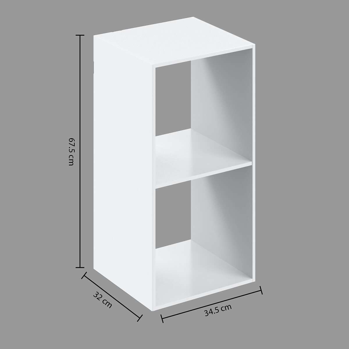 Five polica 2 otvora modul 34.5x32x67.6cm furnir bijela - Image 2