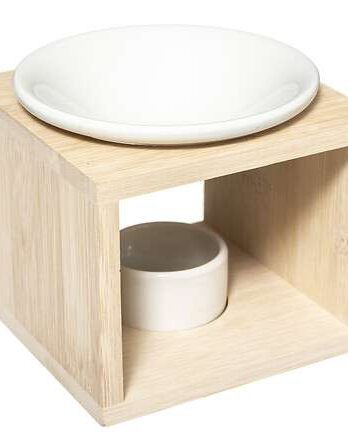 Atmosphera plamenik parfema 11,5×11,5×9,5cm bambus/keramika bež