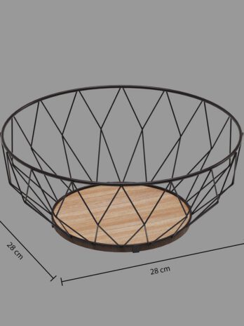 Five košara za voće diamond 28×11.5cm metal/mdf, crna