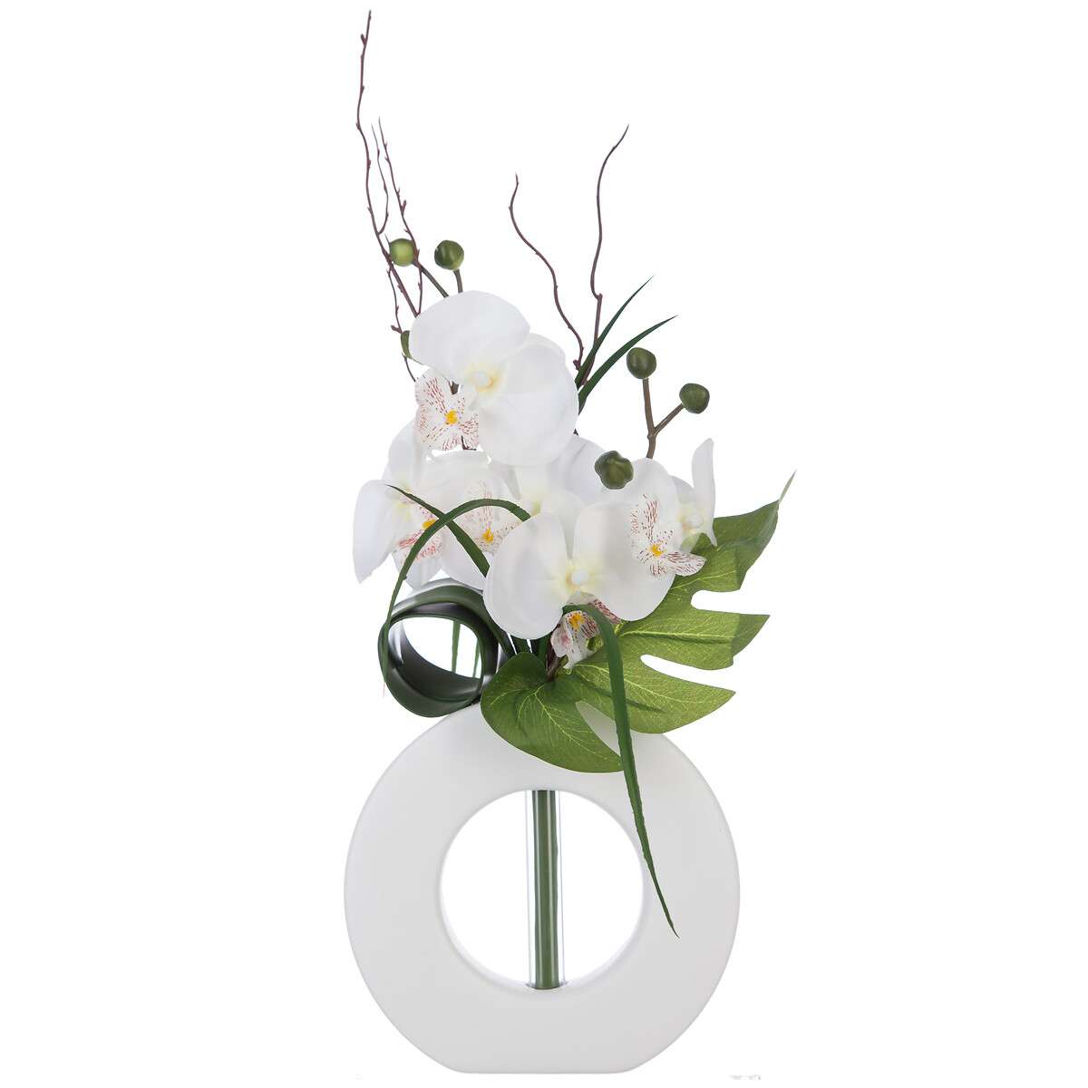 Atmosphera umjetno cvijeće u vazi orhideja 44cm pe/pes bijela - Image 3