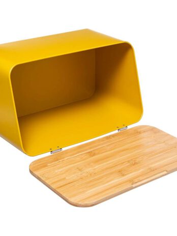 Five kutija za kruh s daskom za rezanje modern 37×22.5×23.5cm metal žuta