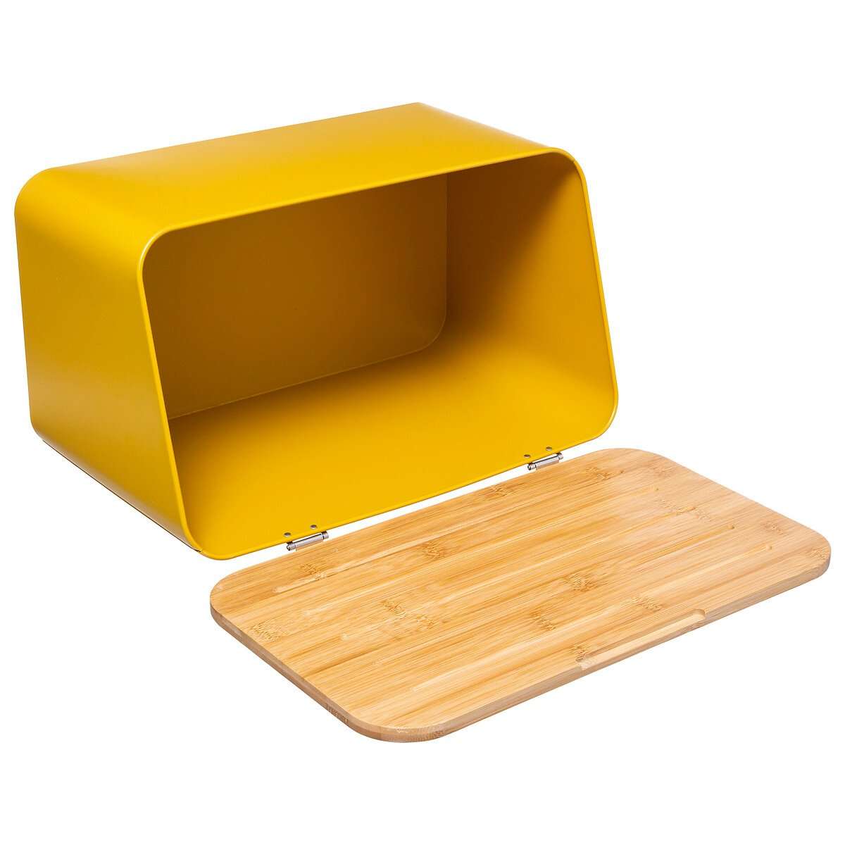 Five kutija za kruh s daskom za rezanje modern 37x22.5x23.5cm metal žuta - Image 2