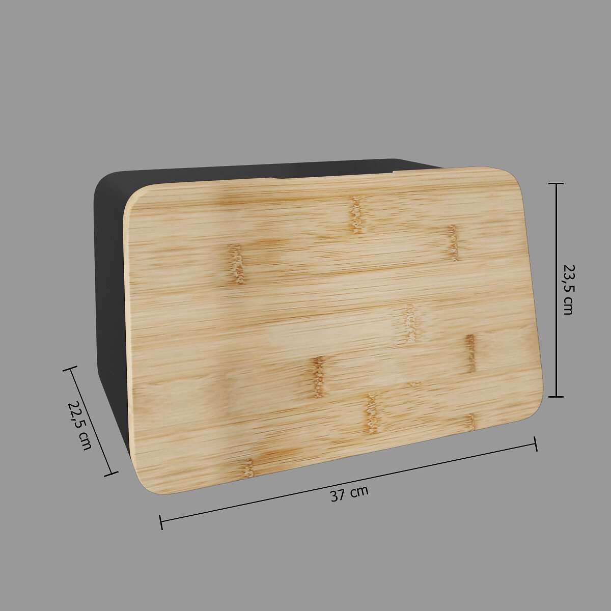 Five kutija za kruh s daskom za rezanje modern 37x22.5x23.5cm metal crna - Image 3