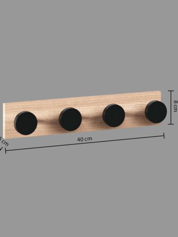 Five vješalica zidna 4 kukice 40×6.5x8cm mdf/metal crna