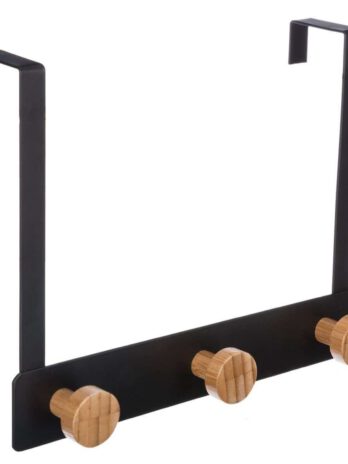 Five vješalica za vrata 3 kukice 25×8.2x20cm metal bambus crna