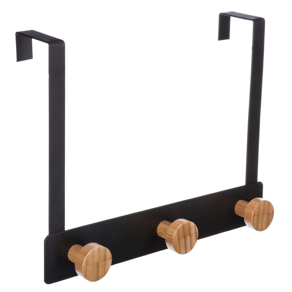 Five vješalica za vrata 3 kukice 25x8.2x20cm metal bambus crna