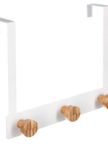 Five vješalica za vrata 3 kukice 25×8.2x20cm metal bambus bijela