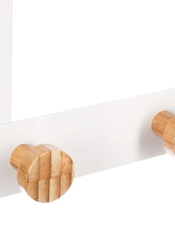 Five vješalica za vrata 3 kukice 25×8.2x20cm metal bambus bijela
