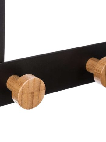 Five vješalica za vrata 5 kukica 33.3×8.2x20cm metal bambus crna