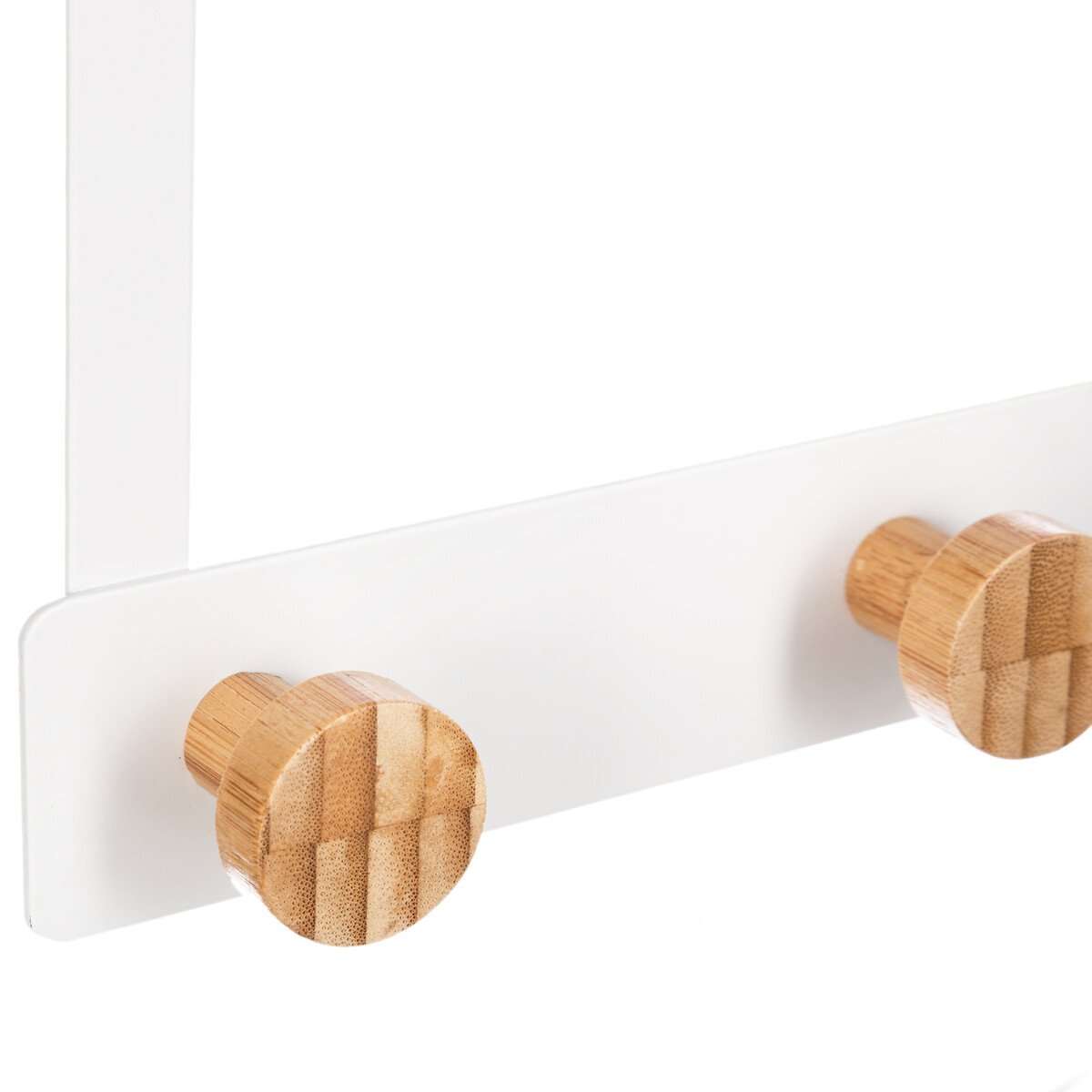 Five vješalica za vrata 5 kukica 33.3x8.2x20cm metal bambus bijela - Image 2