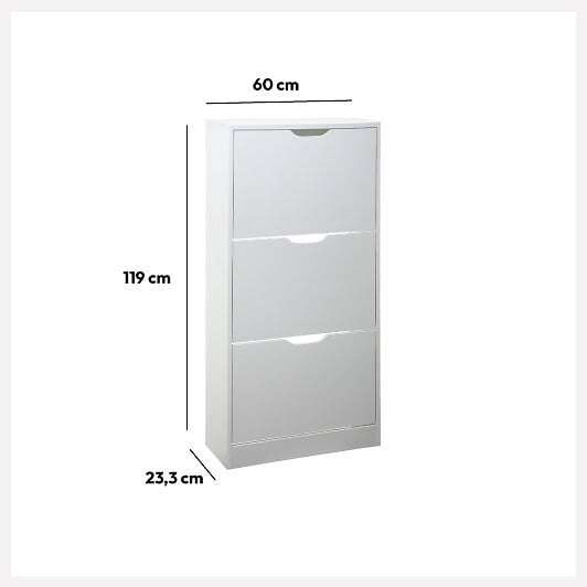 Five ormarić za cipele 3 police 60x23,3x119cm furnir bijeli - Image 4