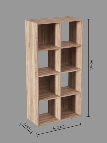 Five polica mix 8 otvora modul 67.5x32x134cm furnir natur
