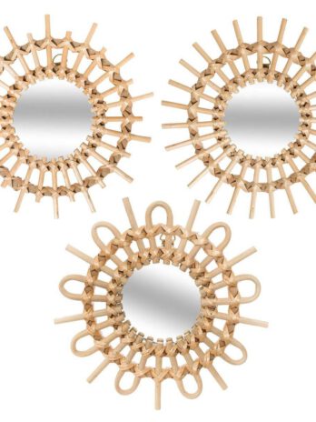 Atmosphera ogledalo sun 27x3cm staklo/ratan/mdf bež set 3/1