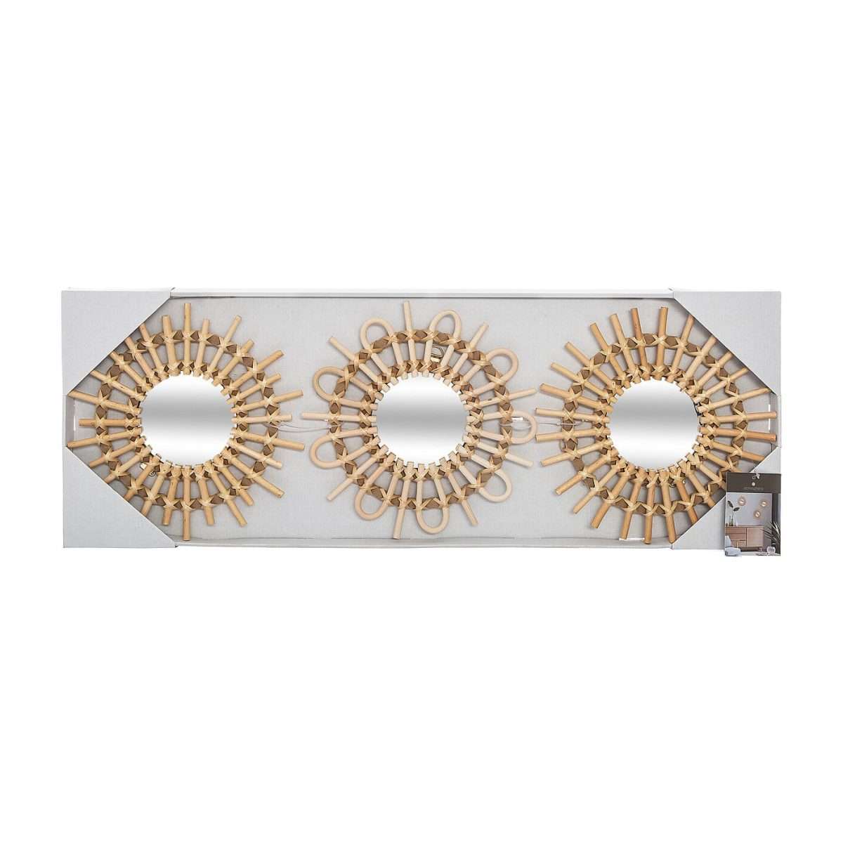 Atmosphera ogledalo sun 27x3cm staklo/ratan/mdf bež set 3/1 - Image 9