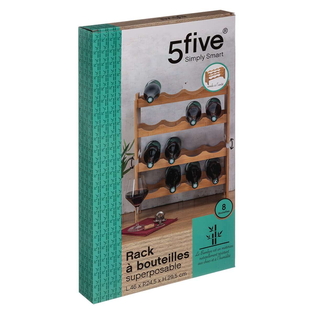 Five stalak za vino 46x24.5x29.5cm bambus - Image 3