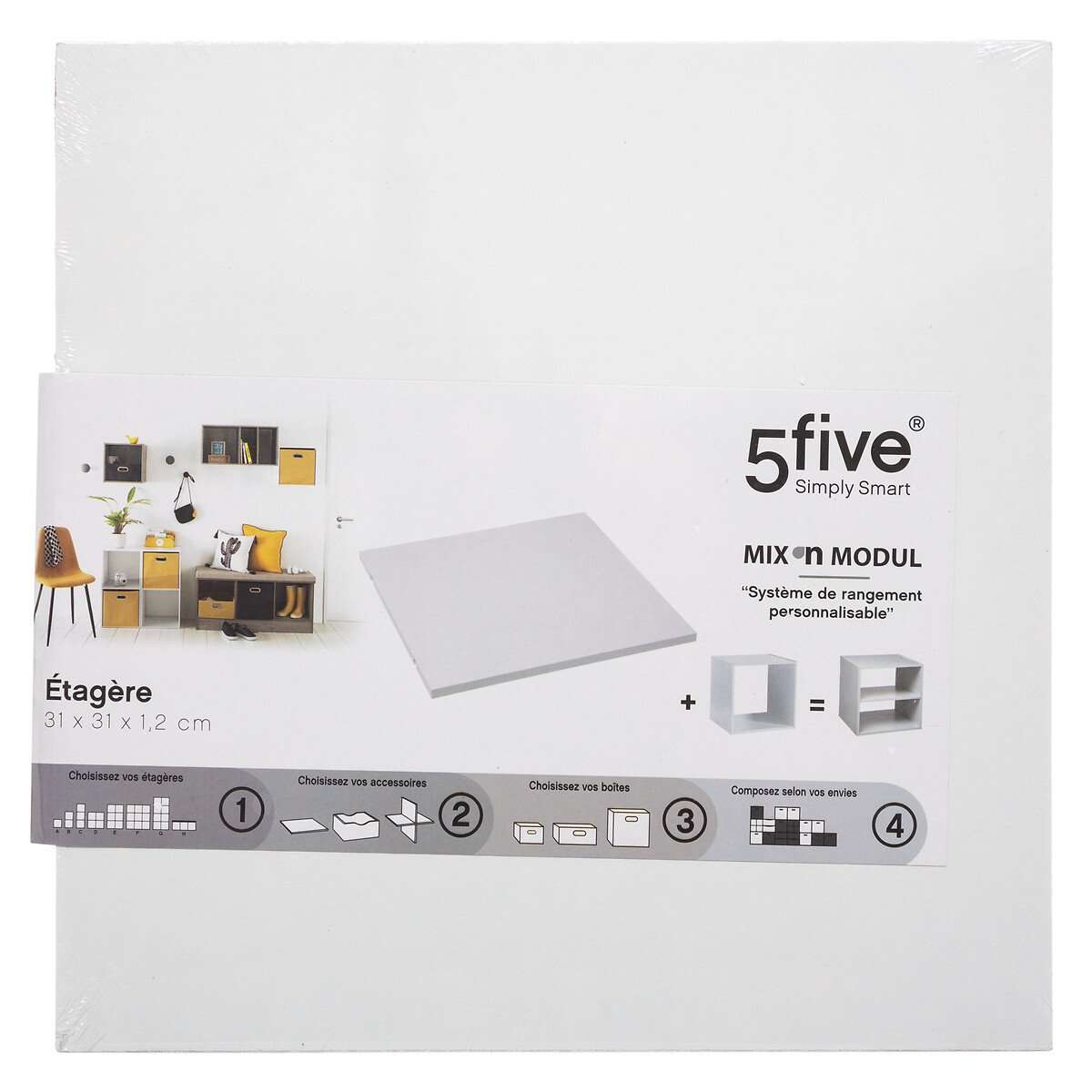 Five polica modul 31x31x1.2cm furnir bijela - Image 4
