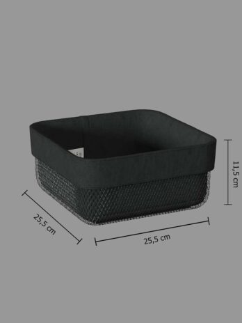 Five košara za kruh mayaj, četvrtasta, 25.5×25.5×11.5cm metal crna