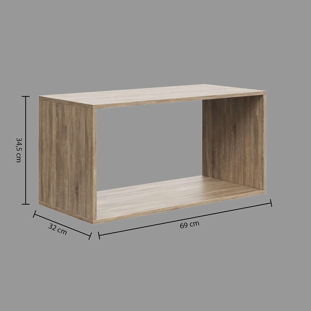 Five zidna polica mix modul 69x32x34,5cm furnir, natural - Image 4