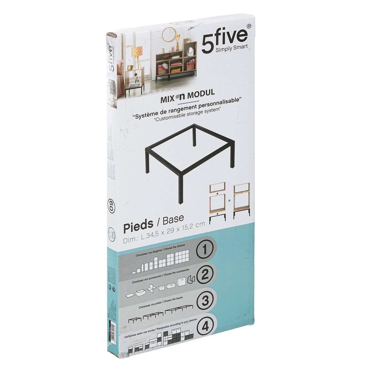 Five nogice za police modul 29x15.2x34.5cm metal crna - Image 3