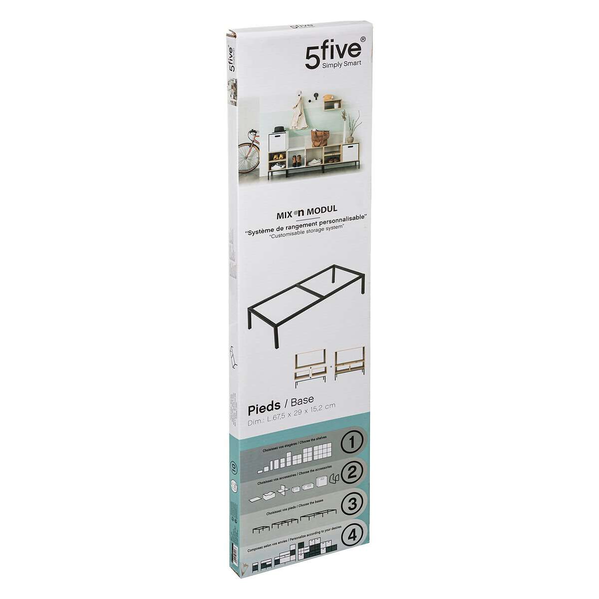 Five nogice za police modul 67.5x29x15.2cm metal crna - Image 3