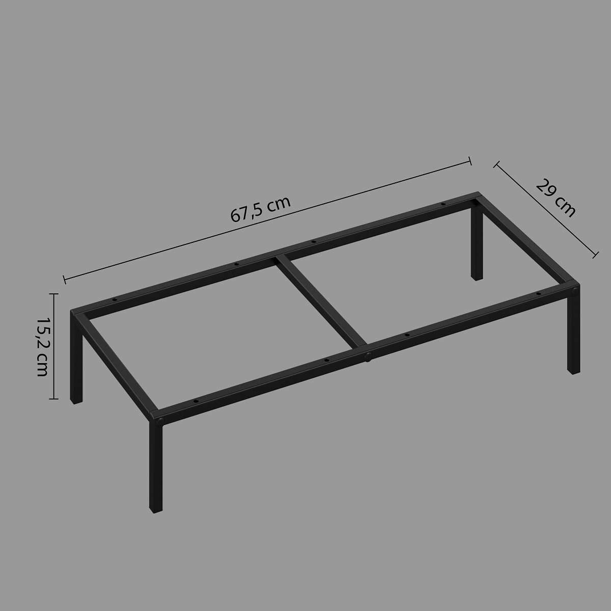 Five nogice za police modul 67.5x29x15.2cm metal crna - Image 2