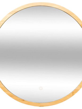 Five zidno okruglo ogledalo led 57x3x57cm, bambus
