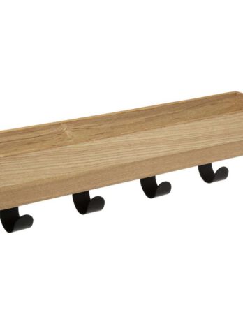 Five vješalica zidna 4 kukice i polica 50x10x15cm metal drvo crna
