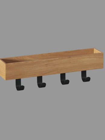 Five vješalica zidna 4 kukice i polica 50x10x15cm metal drvo crna