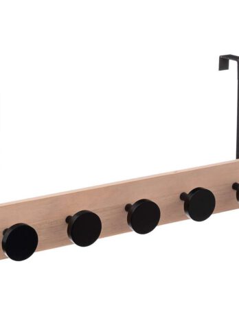Five vješalica za vrata s 5 kukica 50×11,5x24cm mdf metal crna