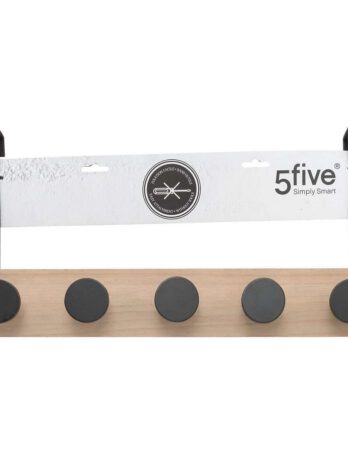 Five vješalica za vrata s 5 kukica 50×11,5x24cm mdf metal crna