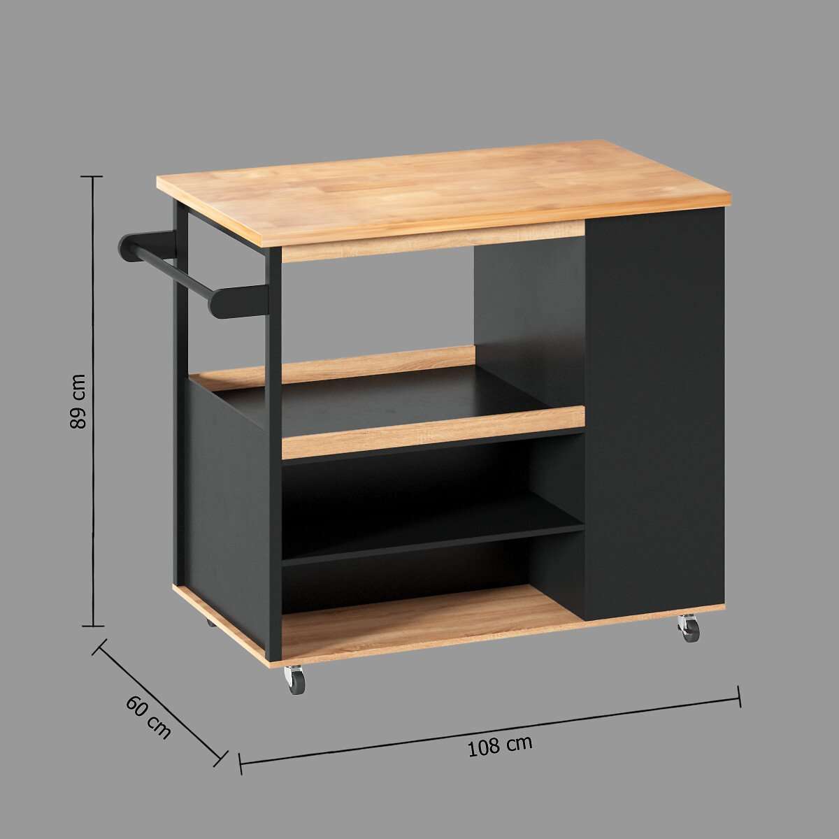Five otok kuhinjski 108x89x60cm mdf crni - Image 8