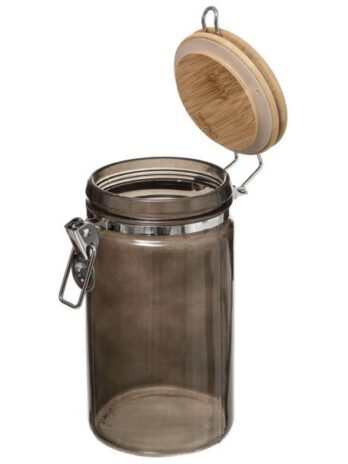 Five doza modern  1l 10×13.5x20cm staklo/bambus crna